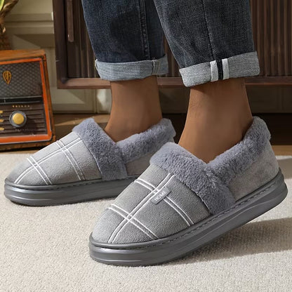 Chaussons à motif à carreaux avec doublure en peluche