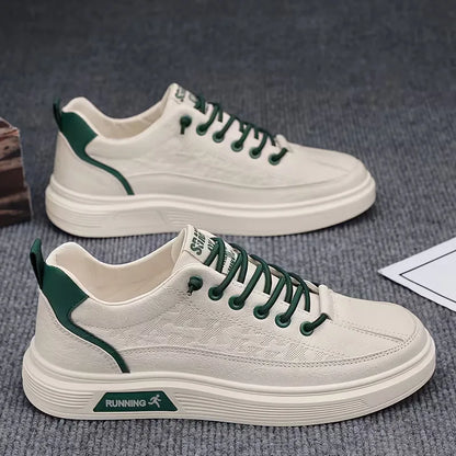 Sneakers with Synthetic Leather and Elevated Rubber Sole