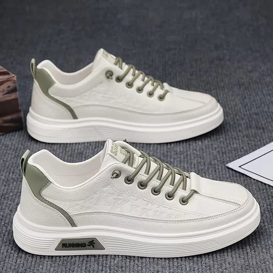 Sneakers with Synthetic Leather and Elevated Rubber Sole