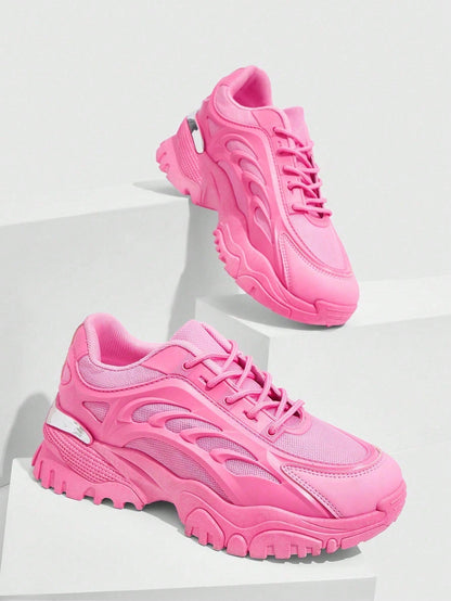 Sneakers with Thick Sole and Mesh Upper