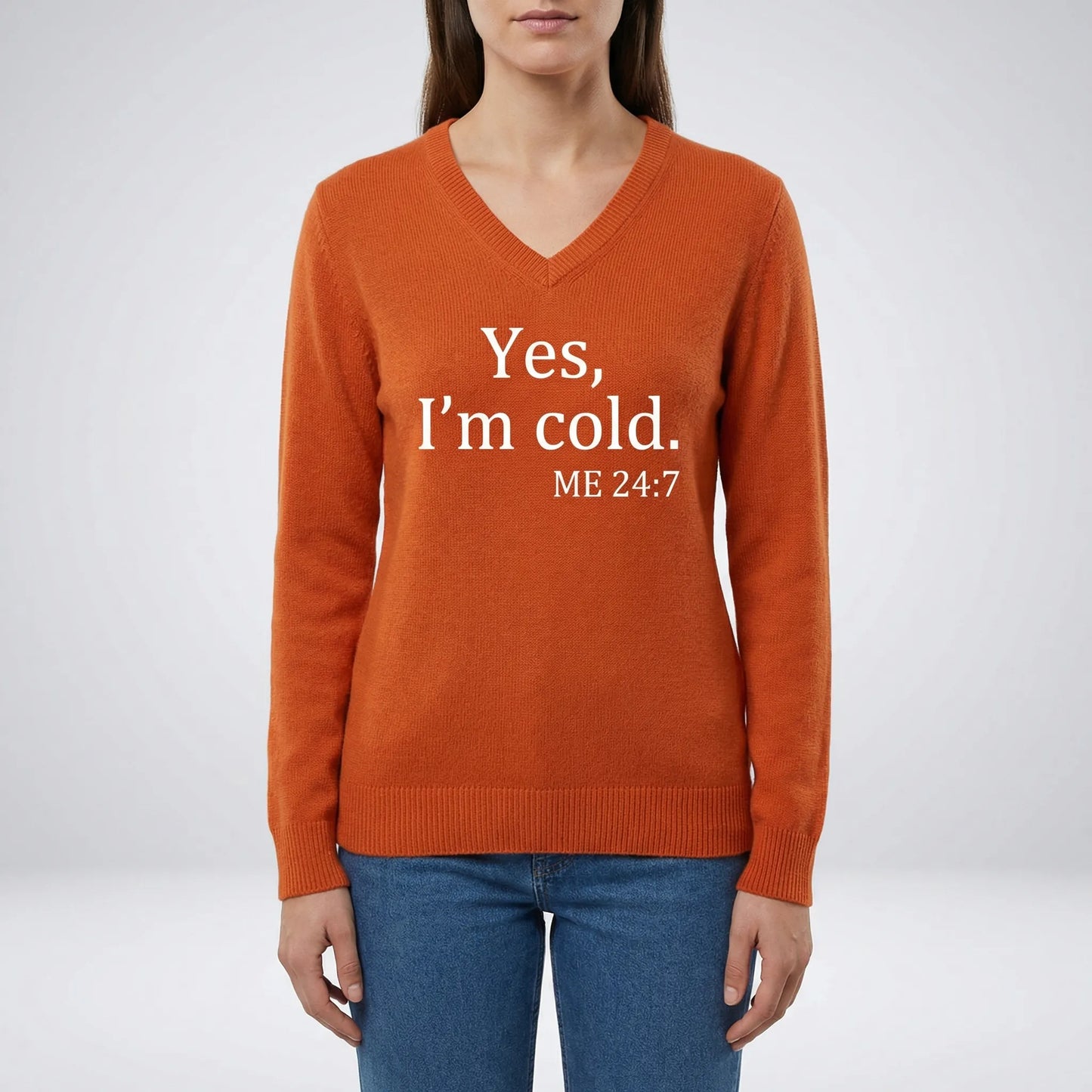Oversize-Pullover mit V-Ausschnitt für Damen