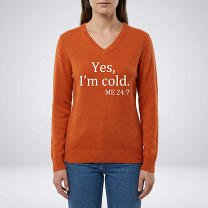 Oversize-Pullover mit V-Ausschnitt für Damen