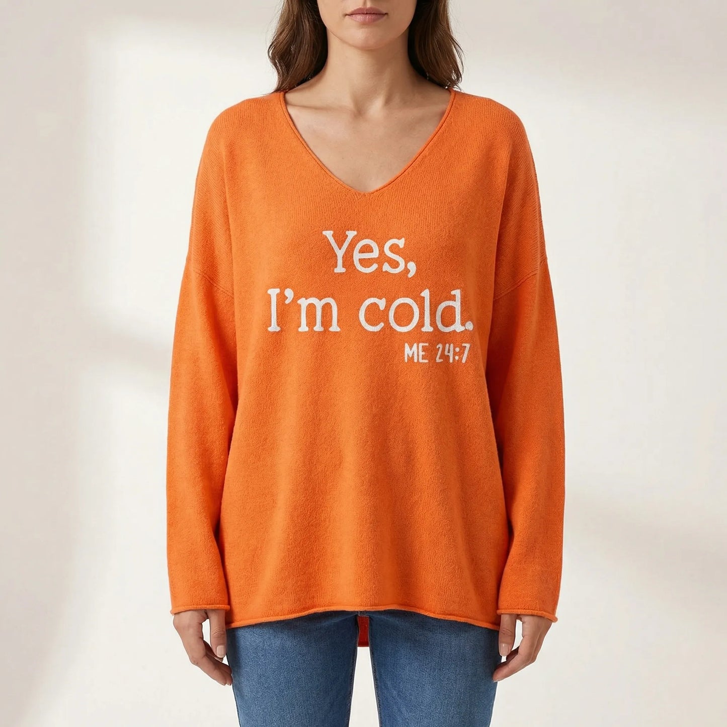 Oversize-Pullover mit V-Ausschnitt für Damen