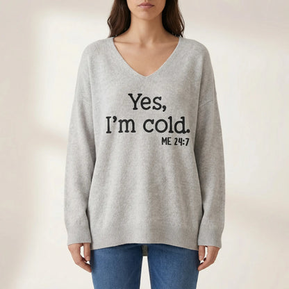 Oversize-Pullover mit V-Ausschnitt für Damen