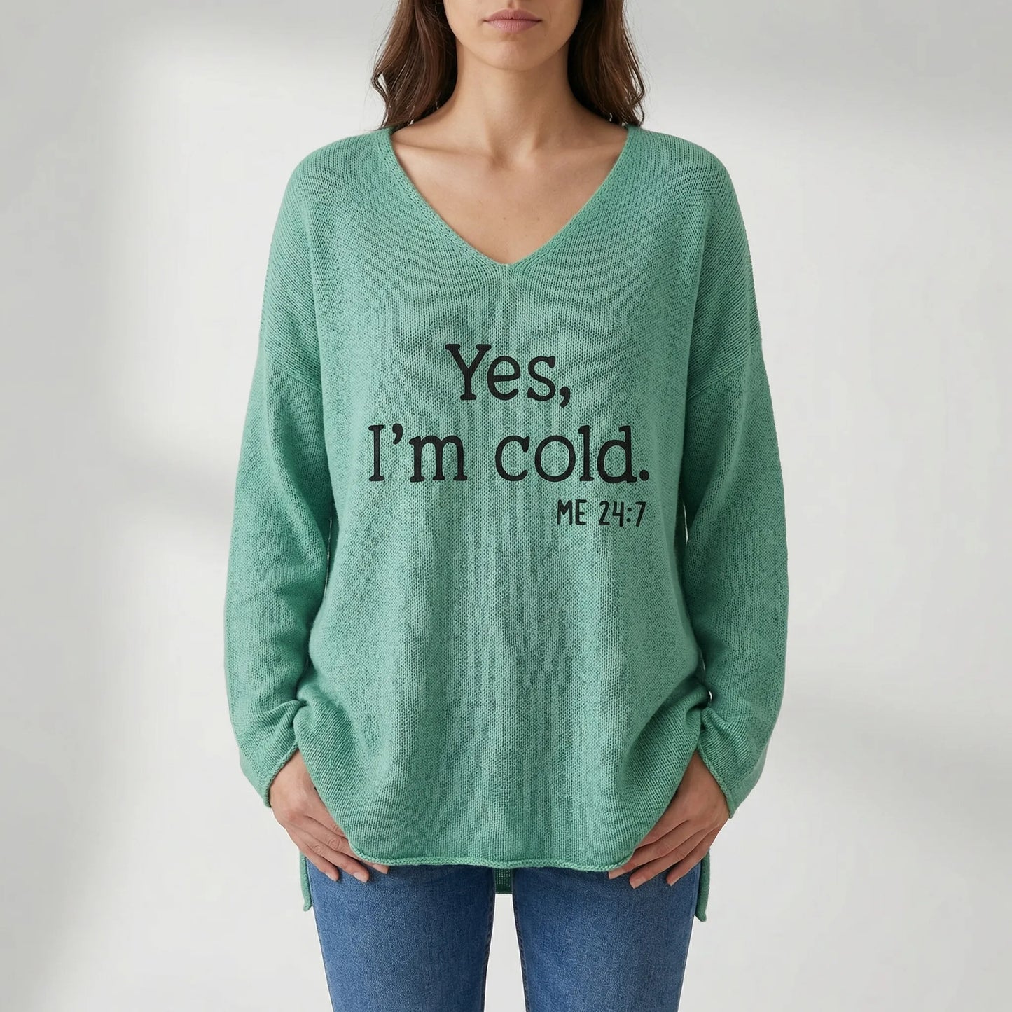 Oversize-Pullover mit V-Ausschnitt für Damen
