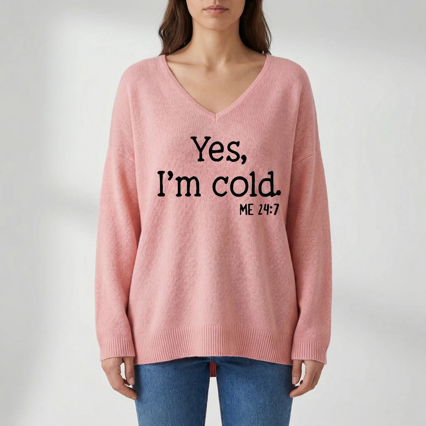 Oversize-Pullover mit V-Ausschnitt für Damen