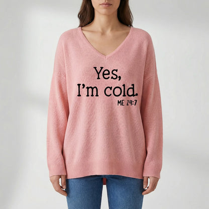 Oversize-Pullover mit V-Ausschnitt für Damen