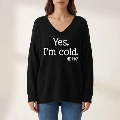 Oversize-Pullover mit V-Ausschnitt für Damen