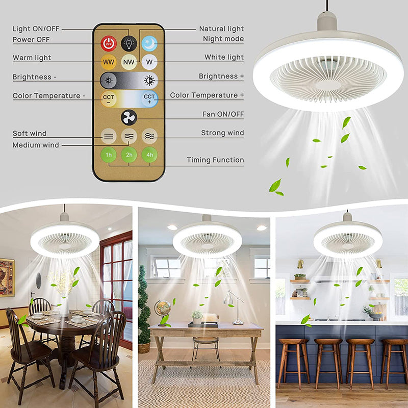 Stropní ventilátor s LED světlem do svítidla a pro příjemné ochlazení