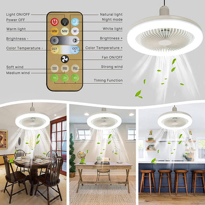 Stropní ventilátor s LED světlem do svítidla a pro příjemné ochlazení