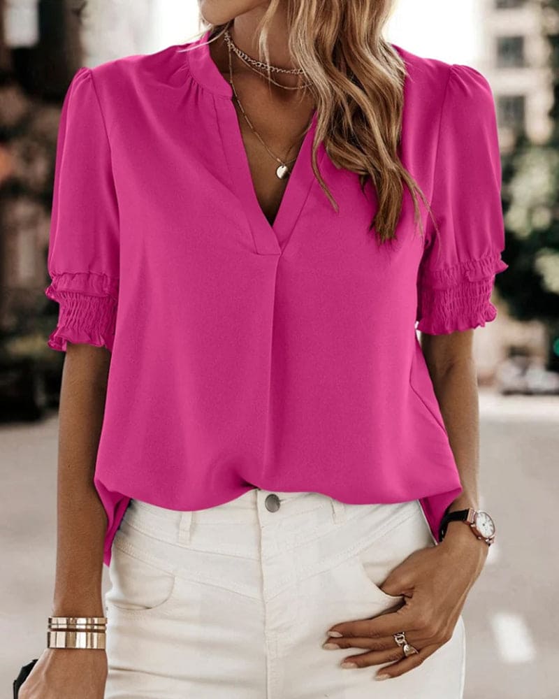 Sofie | Blouse with Short Sleeves and V-Neck