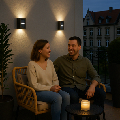 Solar Wall Lamp with Up & Down Lighting for Outdoors