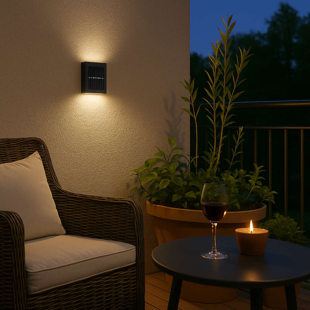 Solar Wall Lamp with Up & Down Lighting for Outdoors