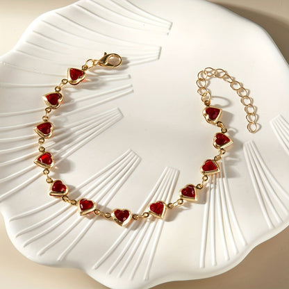 Sophie | Elegant Red Heart Charm Bracelet