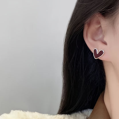 Sophie | Elegant Red Heart Stud Earrings