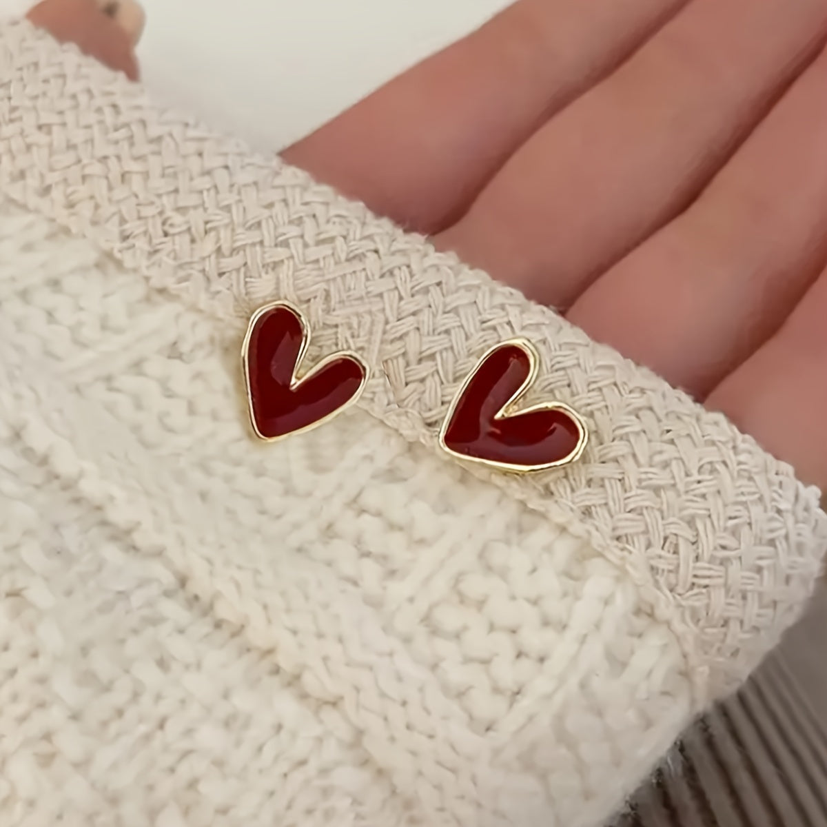 Sophie | Elegant Red Heart Stud Earrings