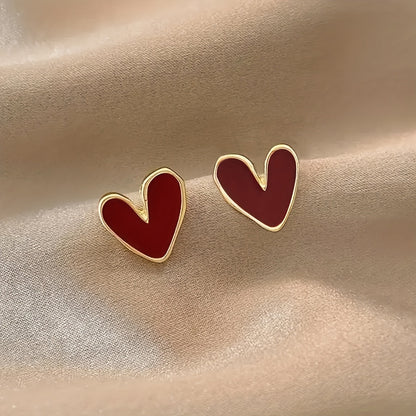 Sophie | Elegant Red Heart Stud Earrings