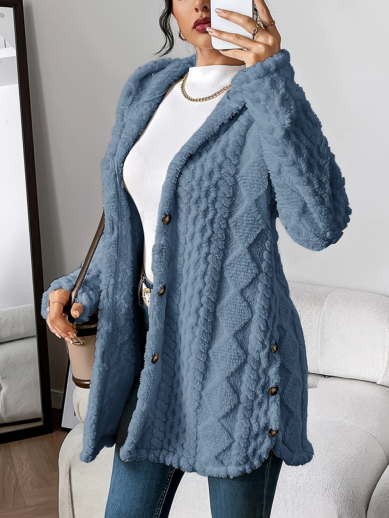 Sophie | Fluffy teddy hoodie coat