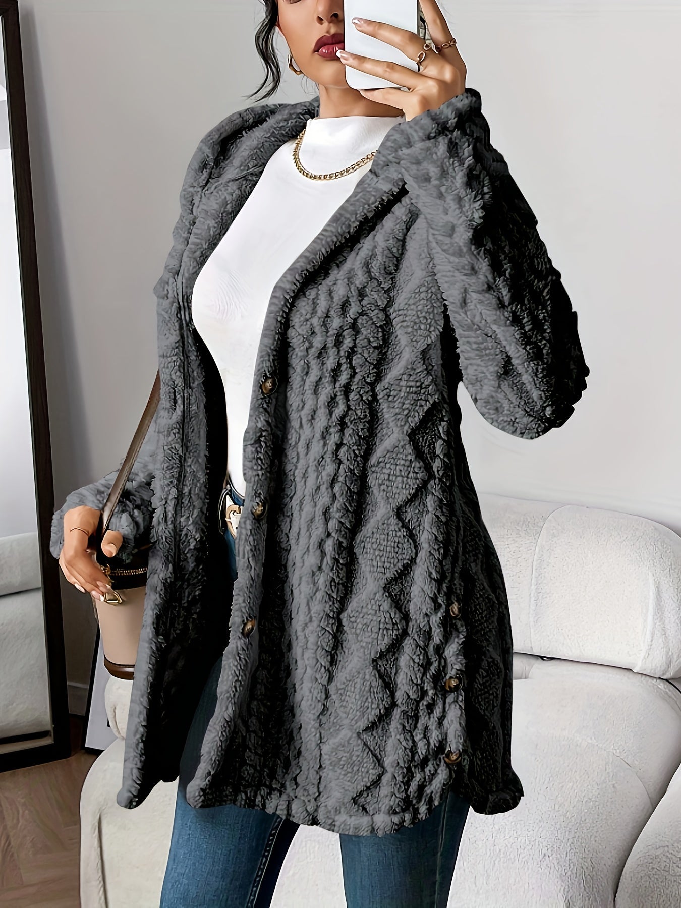 Sophie | Fluffy teddy hoodie coat