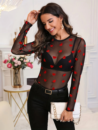 Sophie | Long Sleeve Top with Heart Pattern