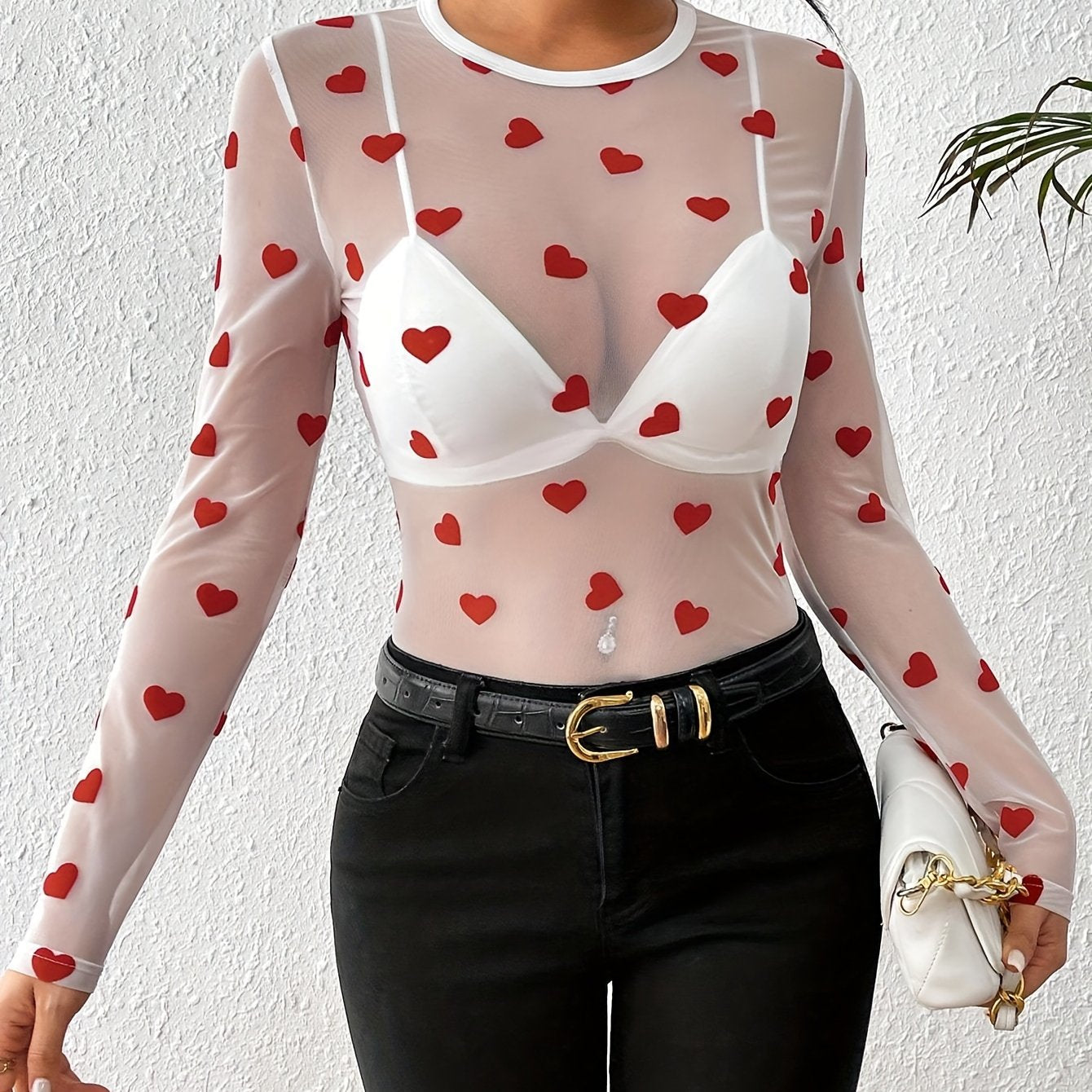Sophie | Long Sleeve Top with Heart Pattern