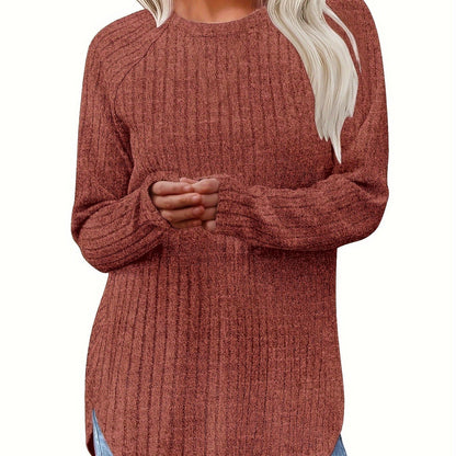 Sophie | Plain Colour Ribbed Long Sleeve T-Shirt