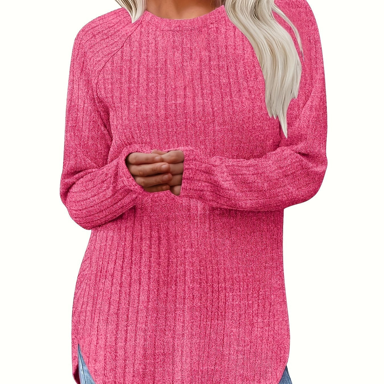 Sophie | Plain Colour Ribbed Long Sleeve T-Shirt