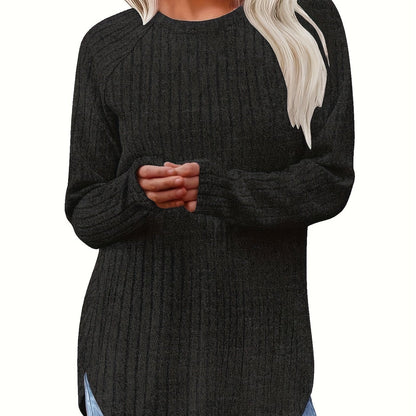 Sophie | Plain Colour Ribbed Long Sleeve T-Shirt