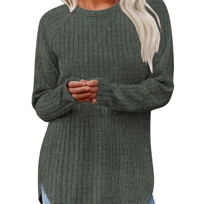 Sophie | Plain Colour Ribbed Long Sleeve T-Shirt