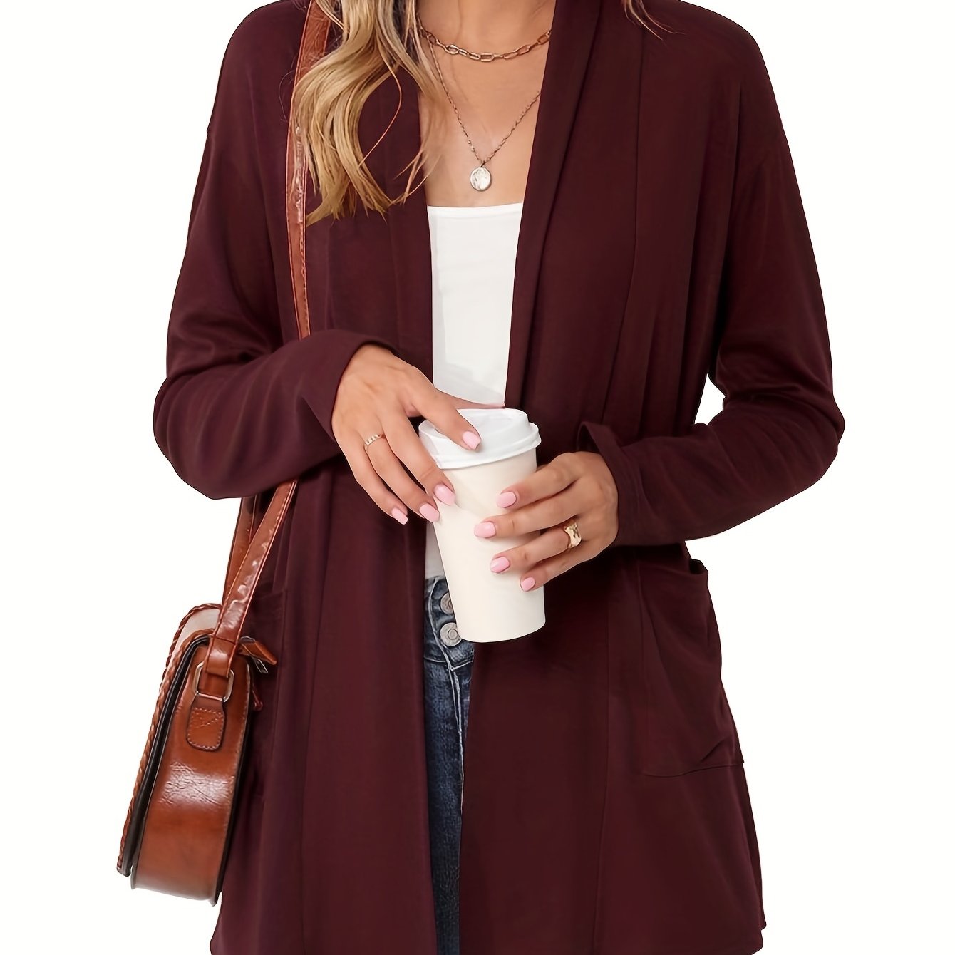 Sophie | Thick knitted casual cardigan with long sleeves and open front