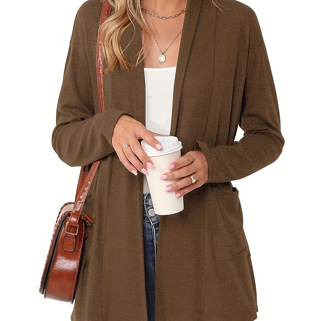 Sophie | Thick knitted casual cardigan with long sleeves and open front