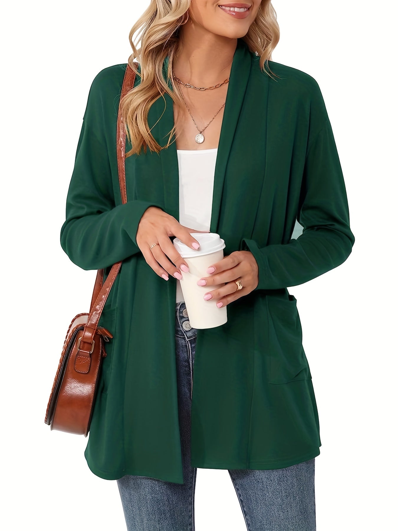 Sophie | Thick knitted casual cardigan with long sleeves and open front