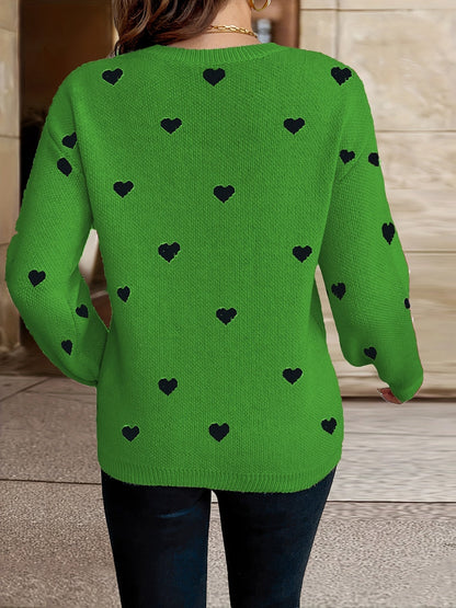 Sophie | Valentine's Day Jumper with Heart Pattern and Round Neck