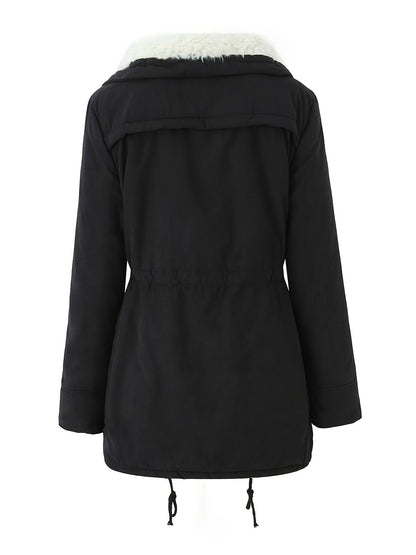 Sophie | Warm zip-up faux fur jacket with drawstring waist