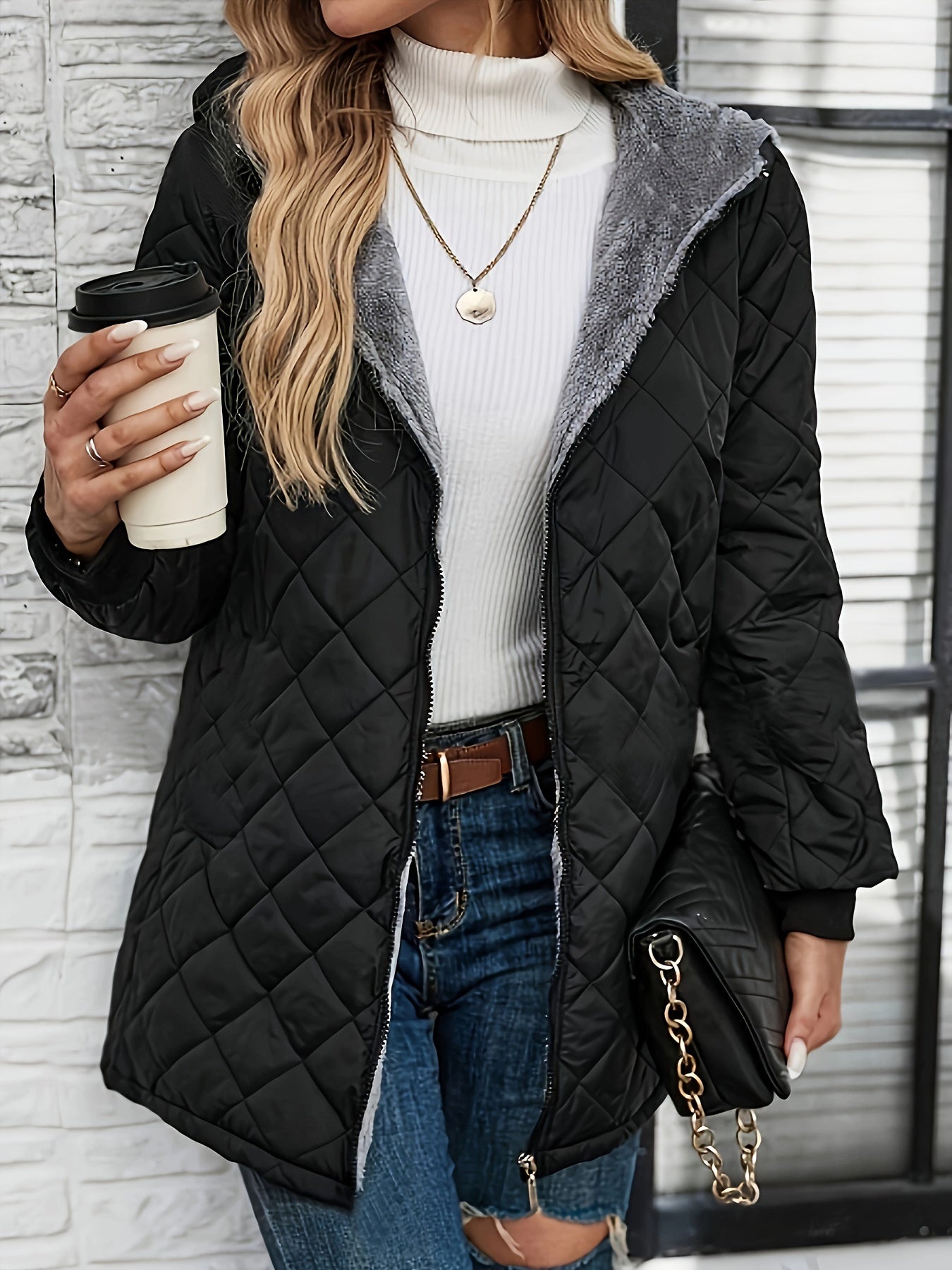 Sophie | Women's Puffer Jacket with Geometric Pattern
