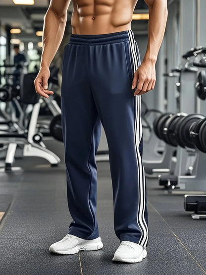 Pantalon de sport avec taille élastique et bandes latérales