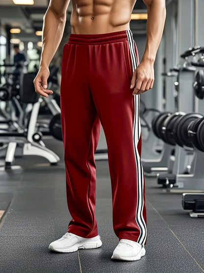 Pantalon de sport avec taille élastique et bandes latérales