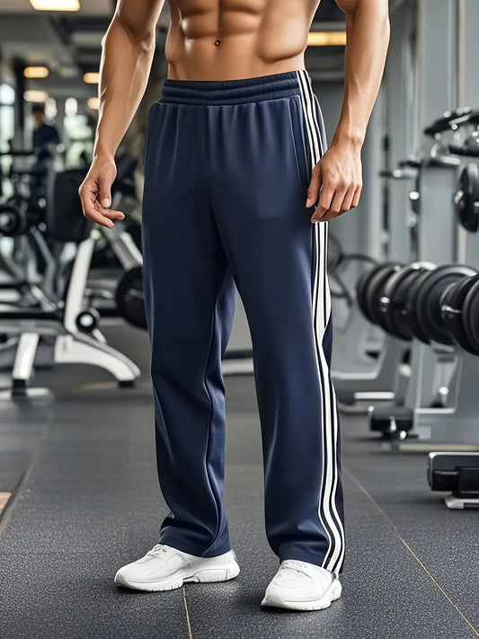 Sports Trousers with Elastic Waistband and Side Stripes
