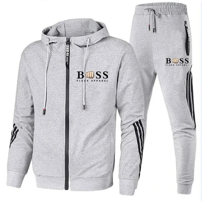 Sports tracksuit with hoodie and elastic waistband