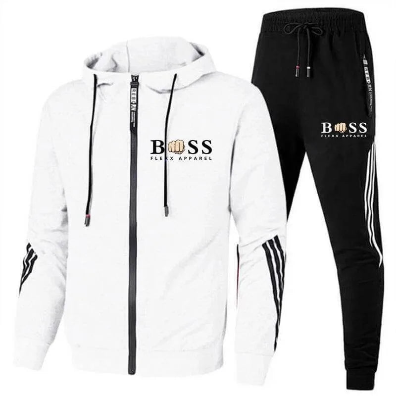 Sports tracksuit with hoodie and elastic waistband