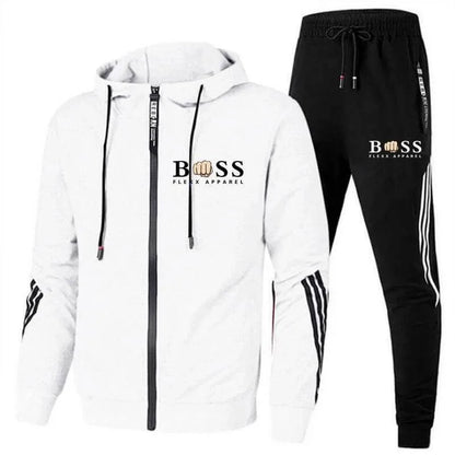 Sports tracksuit with hoodie and elastic waistband