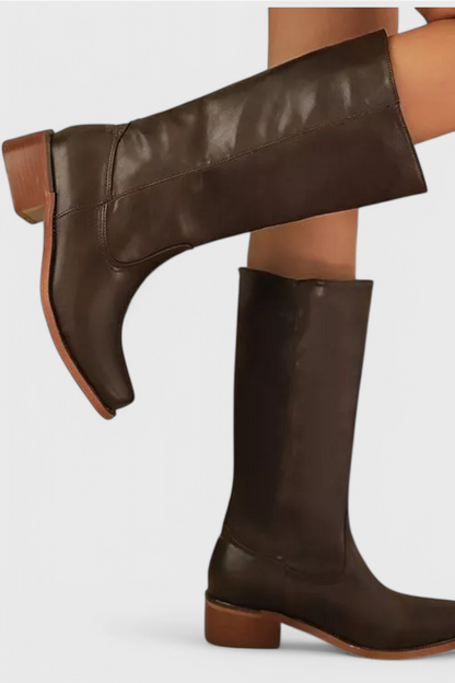 Stivali al ginocchio da donna in pelle con tacco – Eleganti e comodi