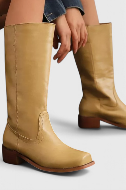 Stivali al ginocchio da donna in pelle con tacco – Eleganti e comodi