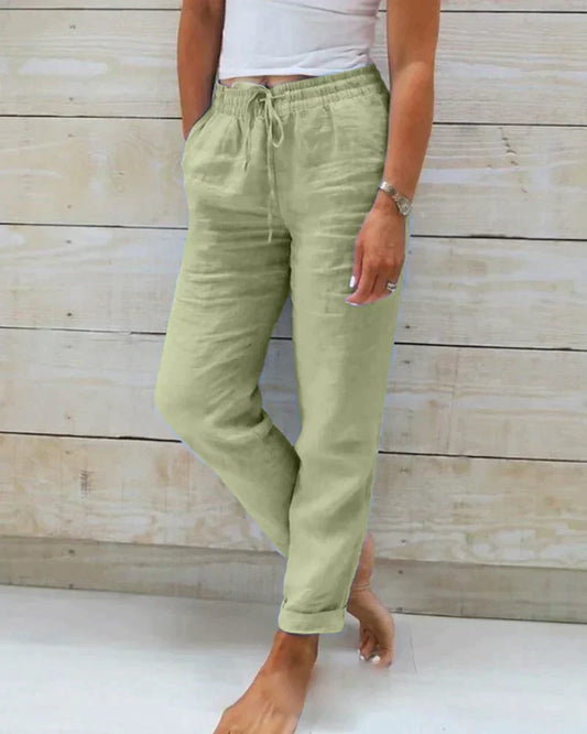 Pantalones de lino casual para mujer - Denzy