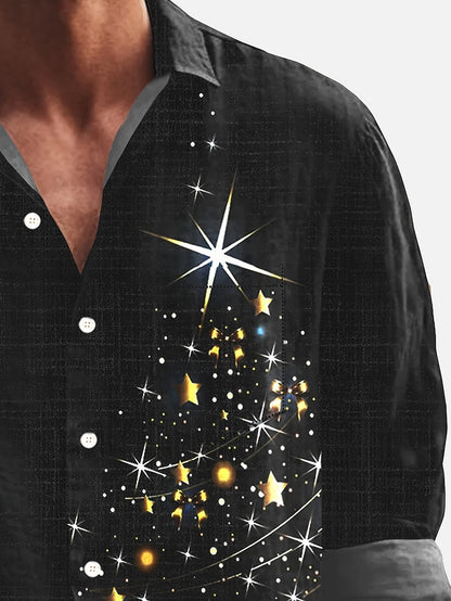 Stan | Glossy Christmas Tree Print Men's Long Sleeve Shirt