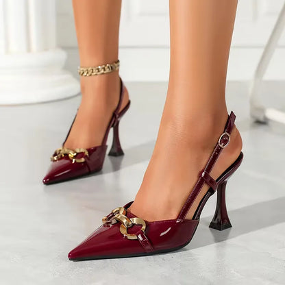 Stiletto with Metal Buckle
