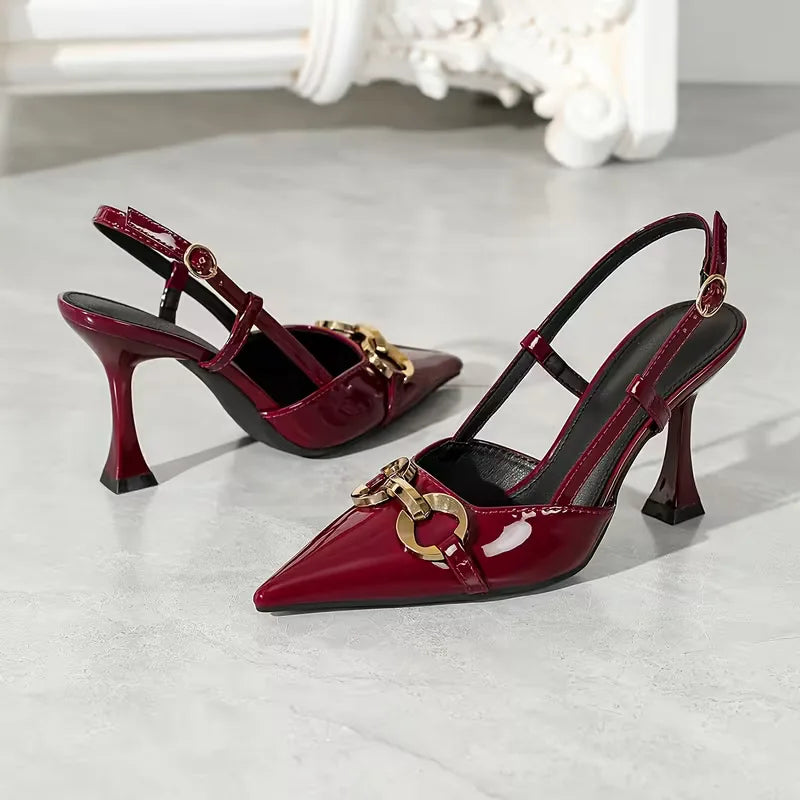 Stiletto with Metal Buckle