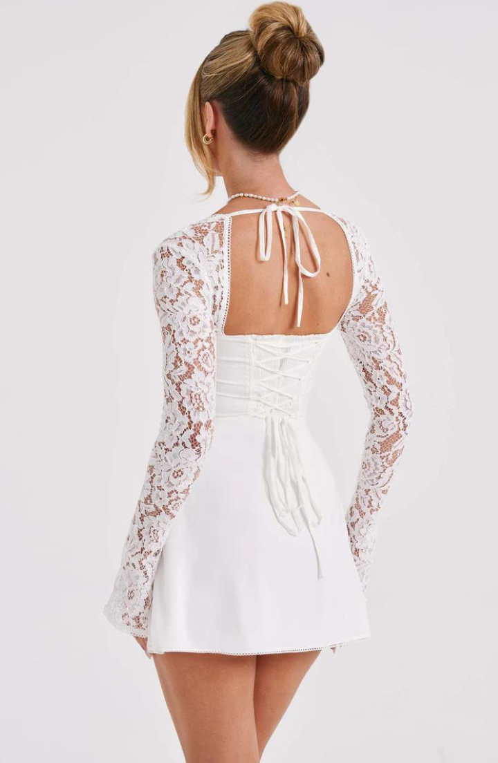 Luxe Mini Dress with Lace and Long Sleeves for Women