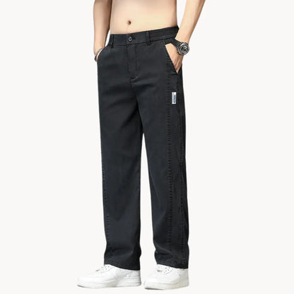 Straight-fit jeans with elastic waistband