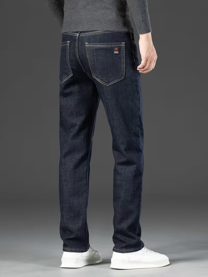 Straight leg men's trousers with fleece lining